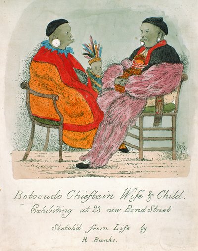 Botocudo Chieftain Wife and Child Exhibiting at 23 New Bond Street by R. Banks
